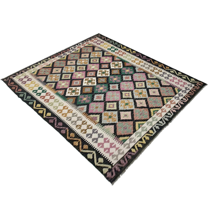Afghan Vegetable Kilim Rug 6' 8" x 9' 7" Flat-Weave | No. AL821948