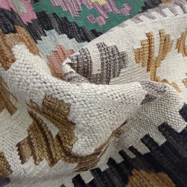 Afghan Vegetable Kilim Rug 6' 8" x 9' 7" Flat-Weave | No. AL821948