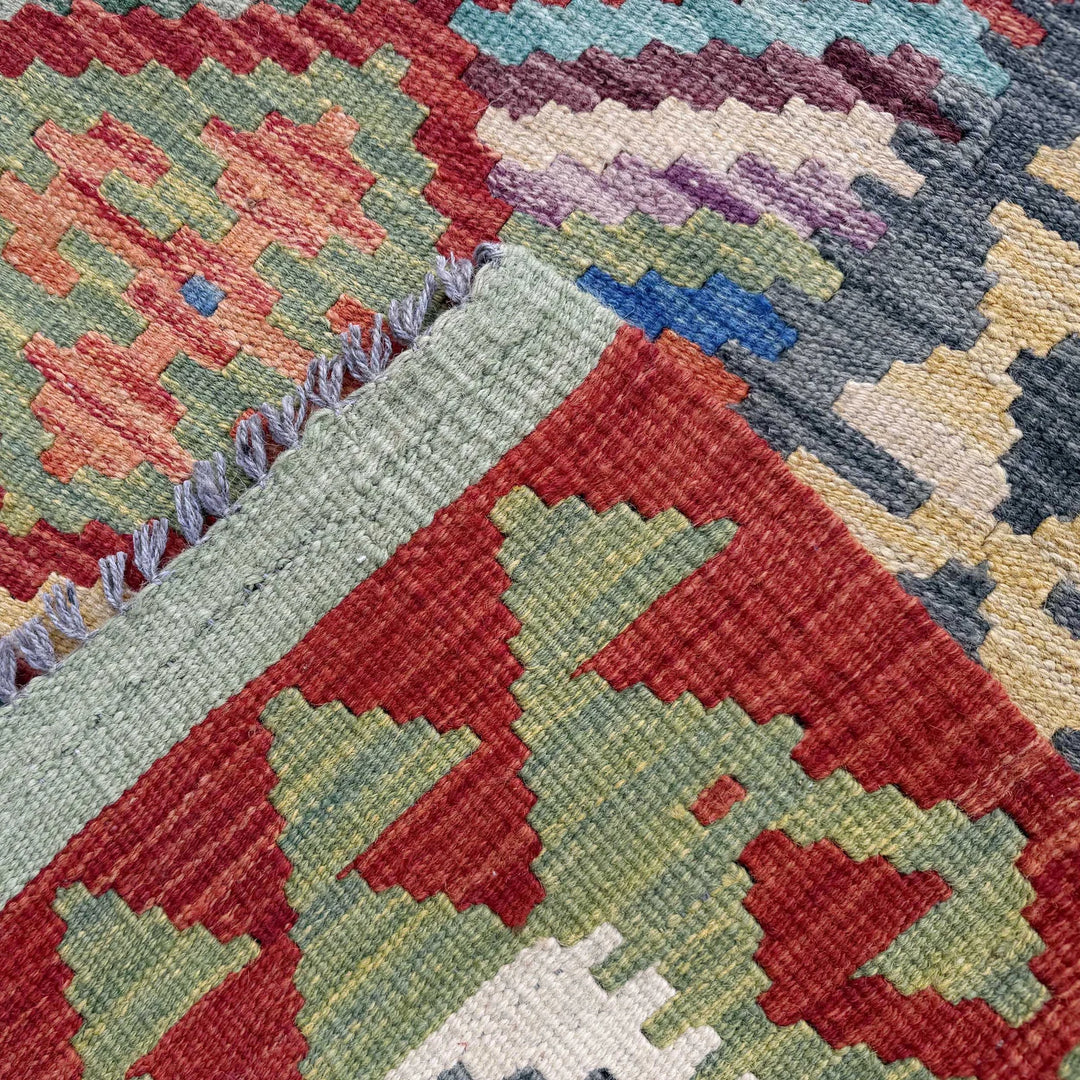 Afghan Vegetable Kilim Rug 6' 7" x 10' 1" Flat-Weave | No. AL82196