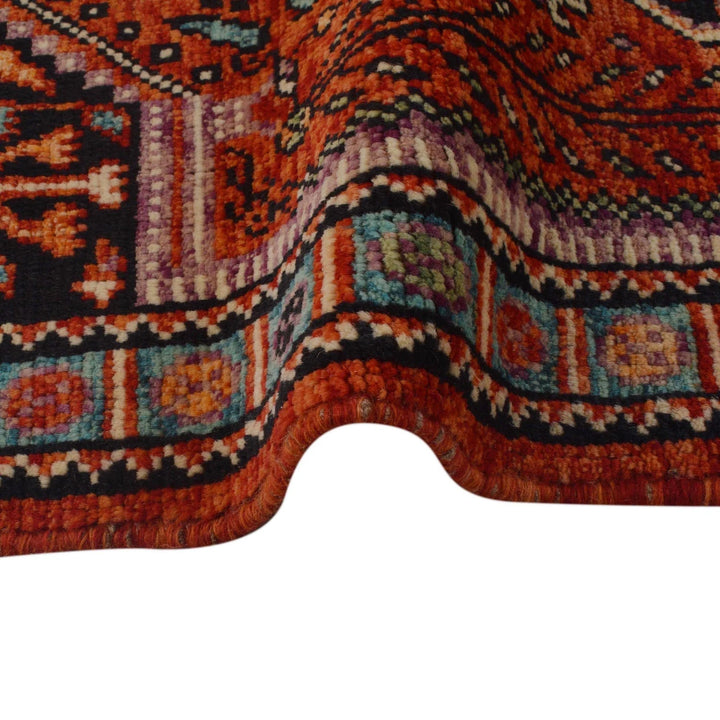Red Afghan Oriental Rug 3' 3" x 4' 9" Hand-Knotted | No. AL82197