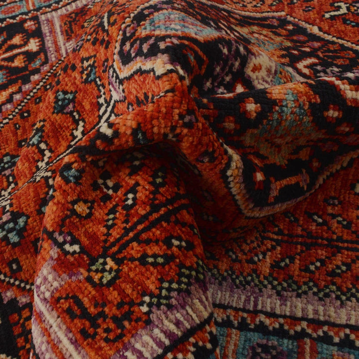 Red Afghan Oriental Rug 3' 3" x 4' 9" Hand-Knotted | No. AL82197