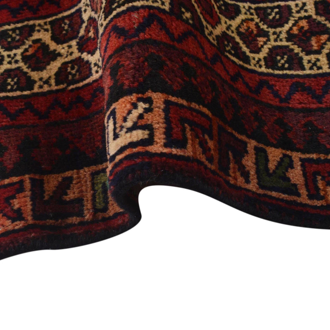 Red Afghan Prayer Rug 2'11" x 4'8" Hand-Knotted | No. AL82211
