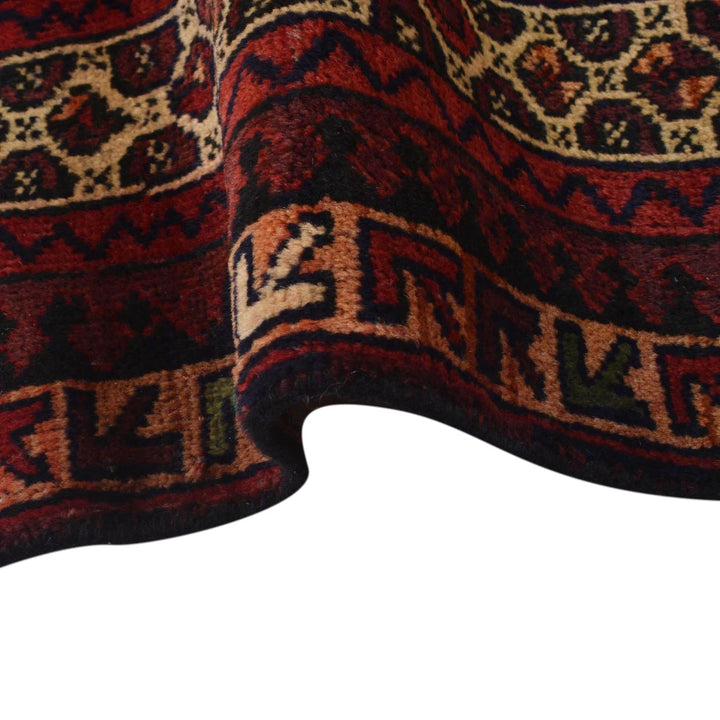 Red Afghan Prayer Rug 2'11" x 4'8" Hand-Knotted | No. AL82211