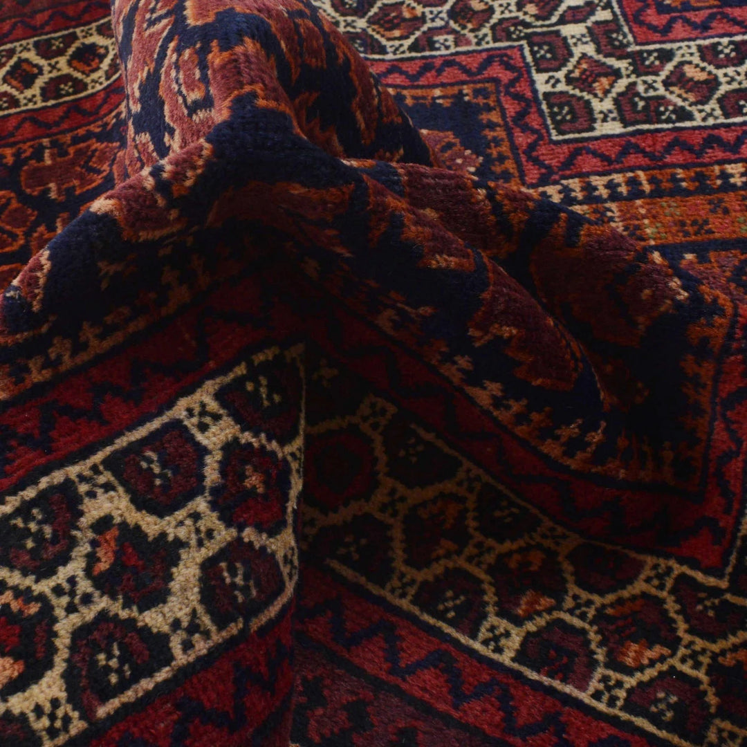 Red Afghan Prayer Rug 2'11" x 4'8" Hand-Knotted | No. AL82211