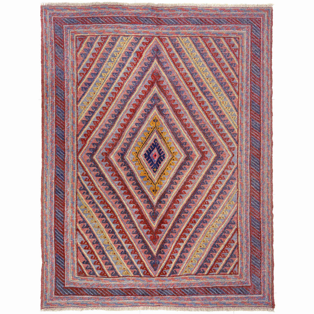 Multicolor Afghan Mashwani Rug 4' 11" x 5' 11" Hand-Knotted | No. AL82236