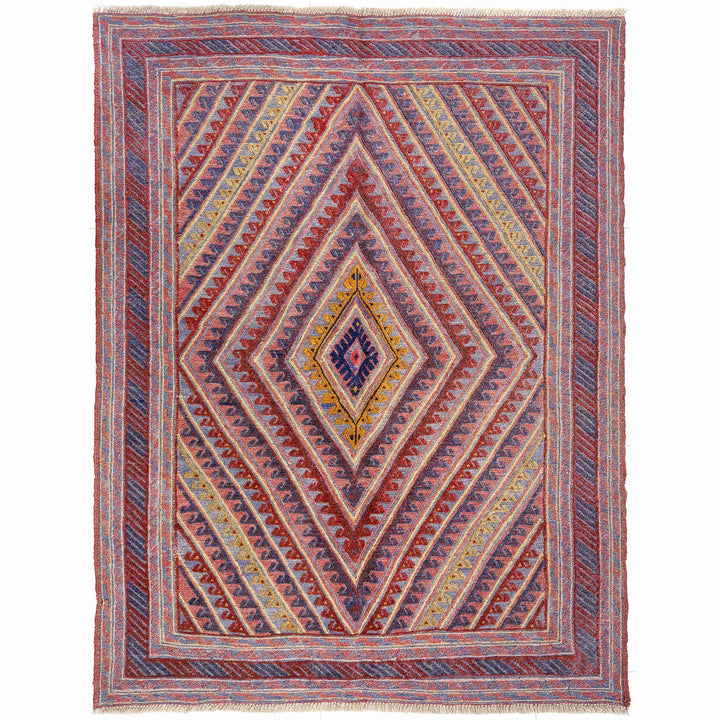 Multicolor Afghan Mashwani Rug 4' 11" x 5' 11" Hand-Knotted | No. AL82236