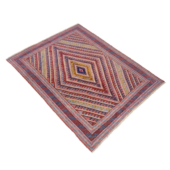 Multicolor Afghan Mashwani Rug 4' 11" x 5' 11" Hand-Knotted | No. AL82236