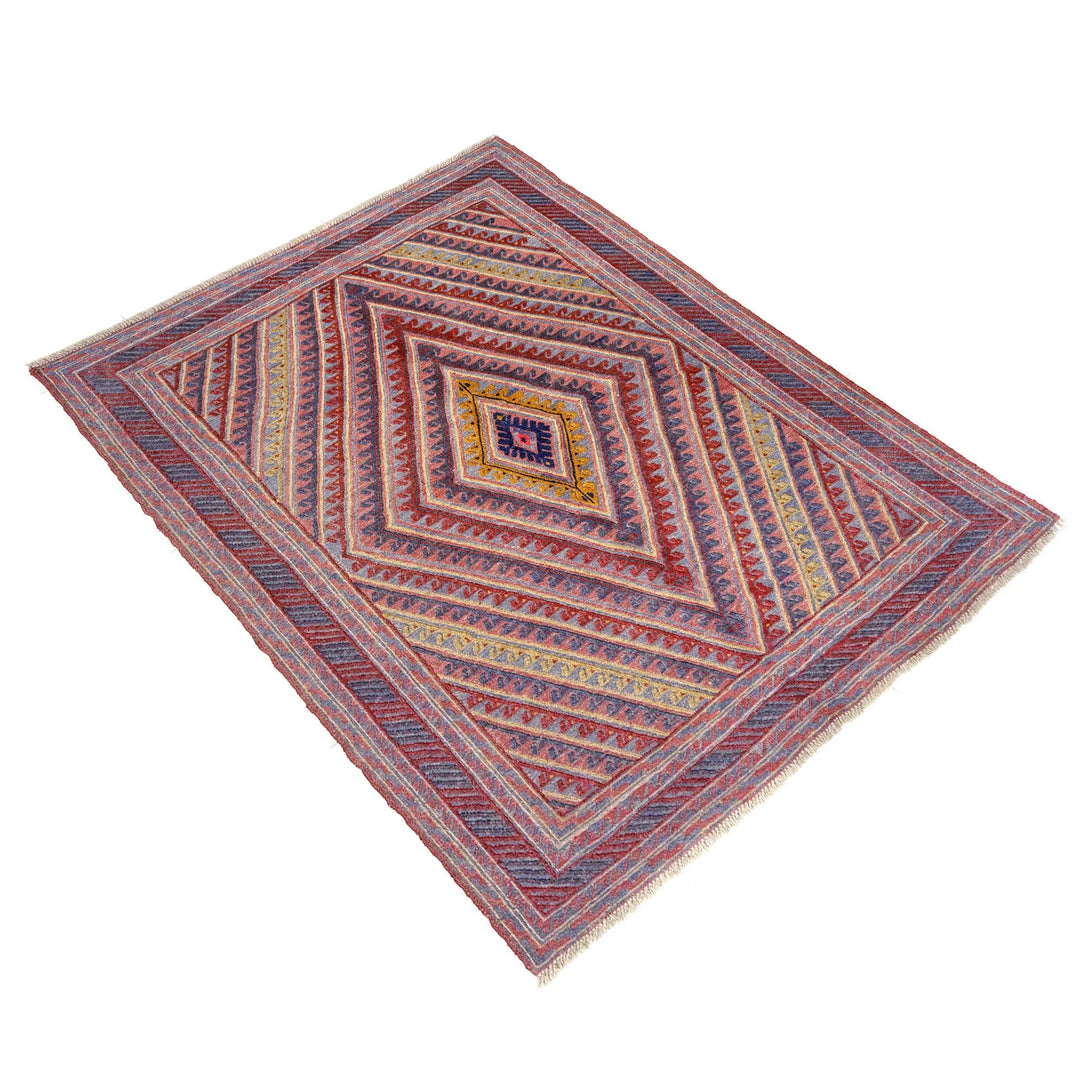 Multicolor Afghan Mashwani Rug 4' 11" x 5' 11" Hand-Knotted | No. AL82236