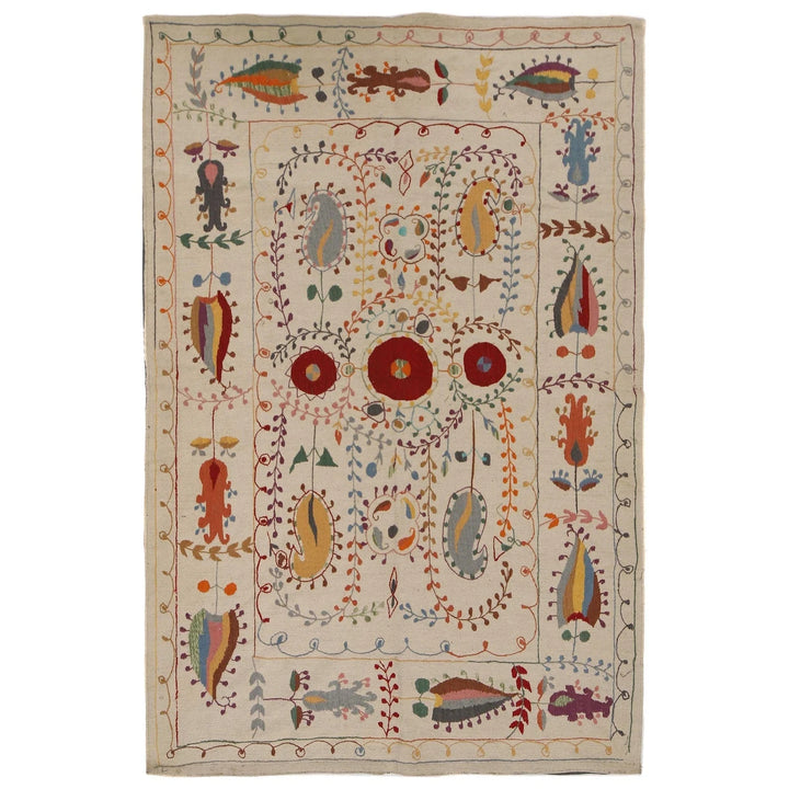 Beige Afghan Kilim Rug 5' 3" x 7' 10" Flat-Weave | No. AL82253