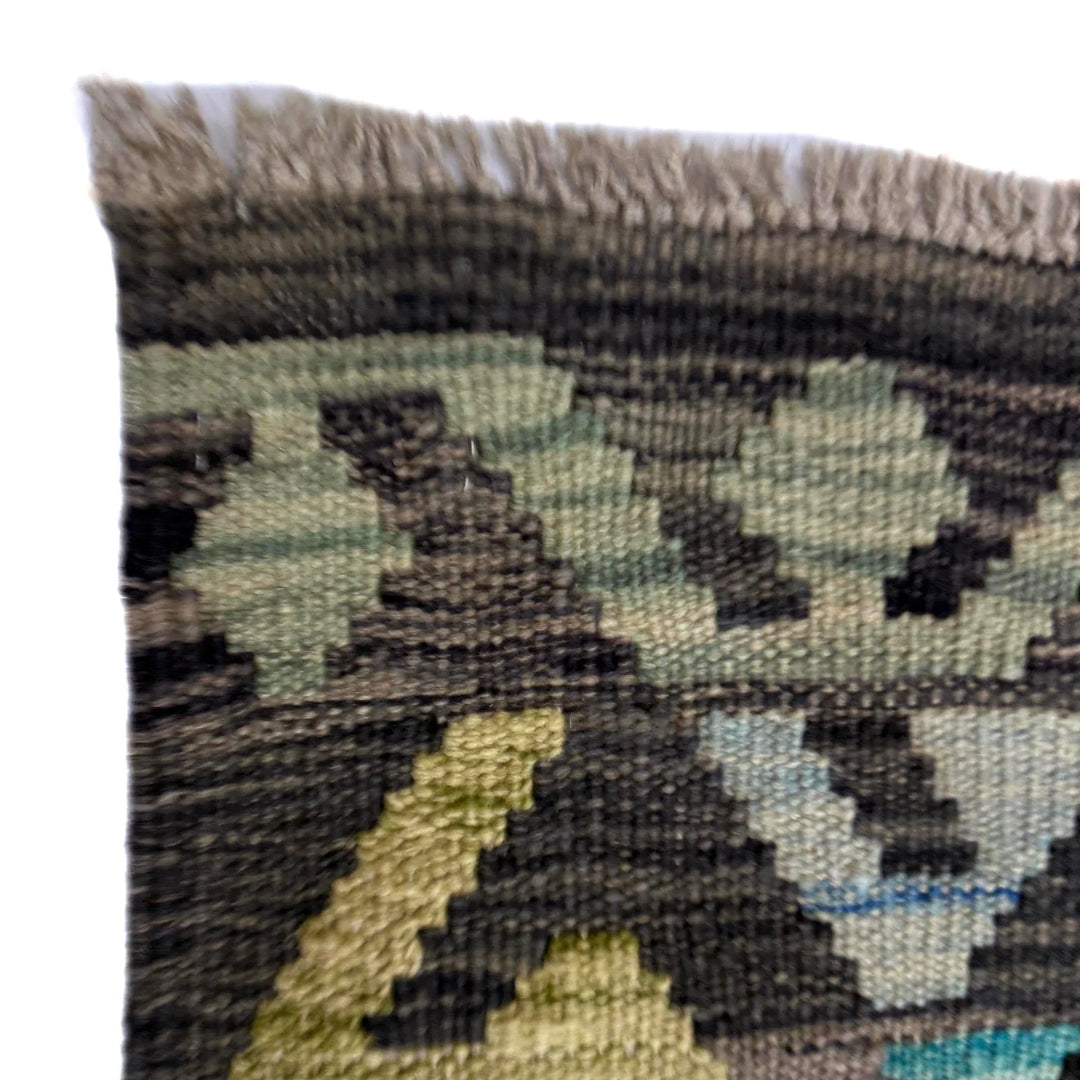 Multicolor Afghan Vegetable Kilim Rug 2'8" x 9'9" Flat-Weave | No. AL822618