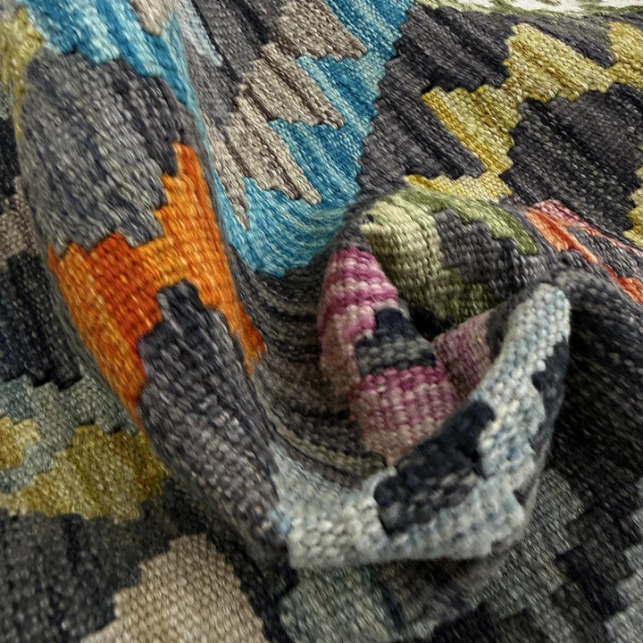 Multicolor Afghan Vegetable Kilim Rug 2'8" x 9'9" Flat-Weave | No. AL822618
