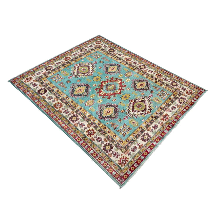 Blue Afghan Kazak Rug 4' 8" x 6' 2" Hand-Knotted | No. AL82266