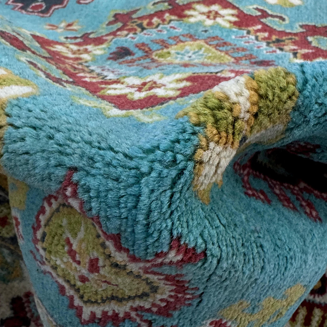 Blue Afghan Kazak Rug 4' 8" x 6' 2" Hand-Knotted | No. AL82266