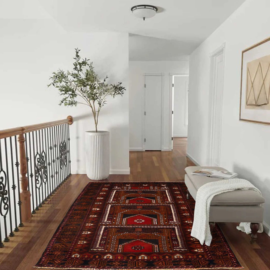 Afghan Baluchi Rug 3' 6" x 6' 6" Hand-Knotted | No. AL82285