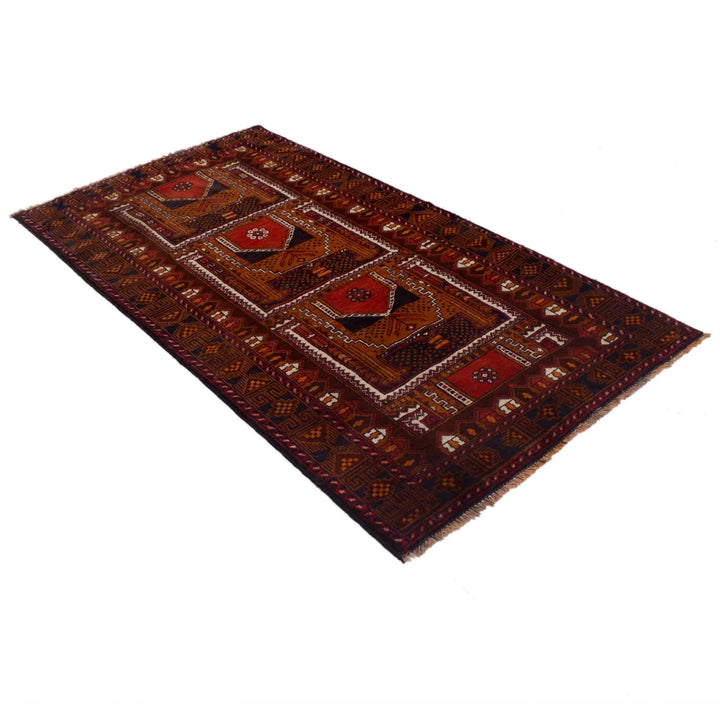 Afghan Baluchi Rug 3' 6" x 6' 6" Hand-Knotted | No. AL82285