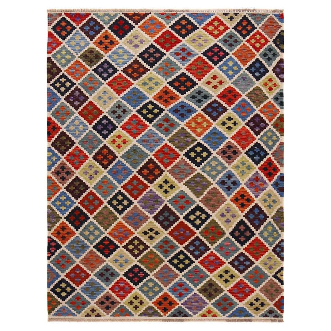 Afghan Kilim Rug 5'1" x 6'9" Flat-Weave | No. AL82320