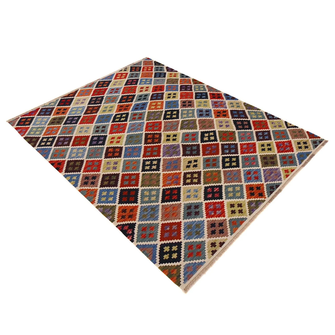 Afghan Kilim Rug 5'1" x 6'9" Flat-Weave | No. AL82320