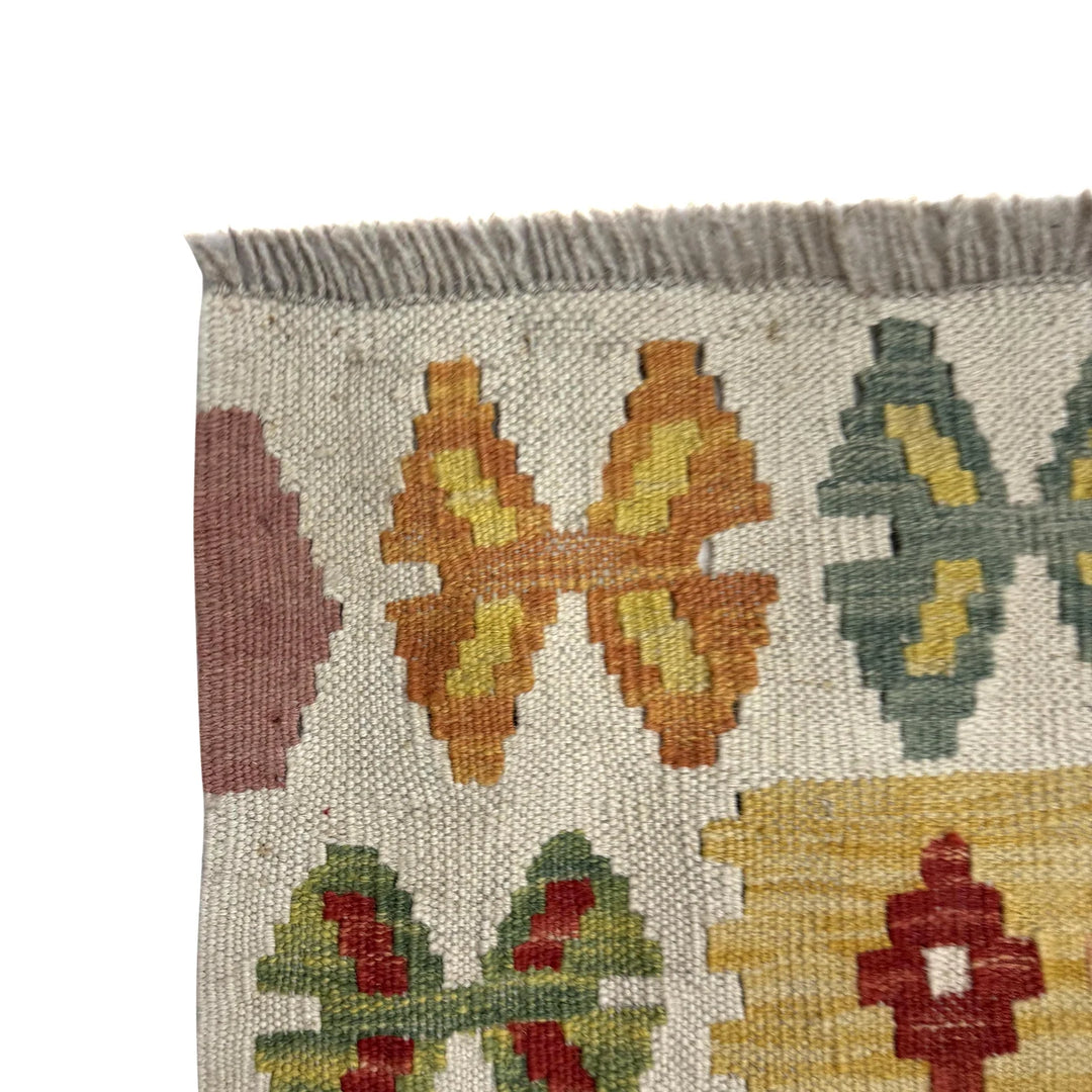 Multicolor Afghan Vegetable Kilim Rug 3' 6" x 4' 9" Flat-Weave | No. AL82351