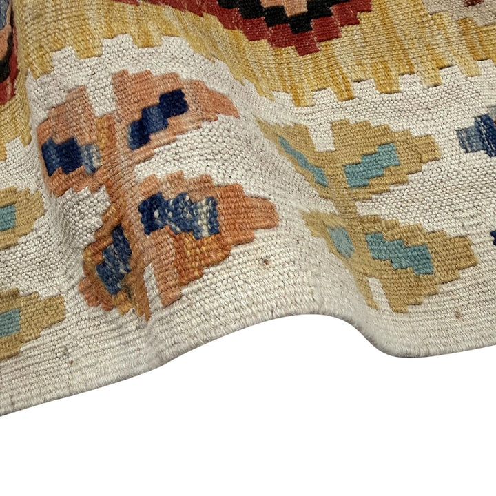 Multicolor Afghan Kilim Rug 3'6" x 4'9" Flat-Weave field