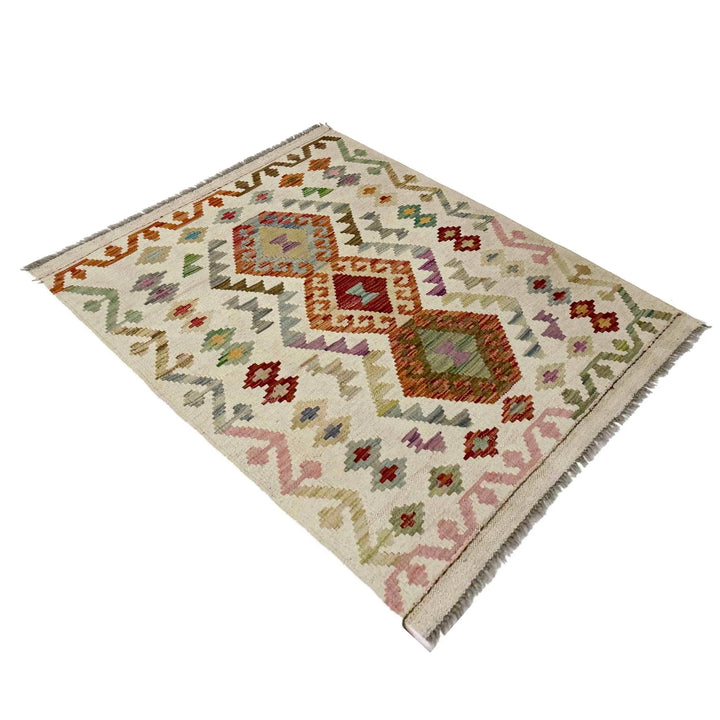 Afghan Vegetable Kilim Rug 2' 10" x 4' 2" Flat-Weave | No. AL823893