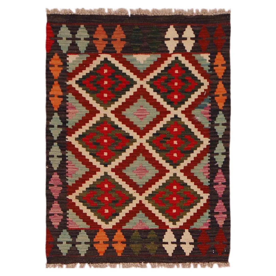 Afghan Vegetable Kilim Rug 2' 1" x 2' 10" Flat-Weave | No. AL82395