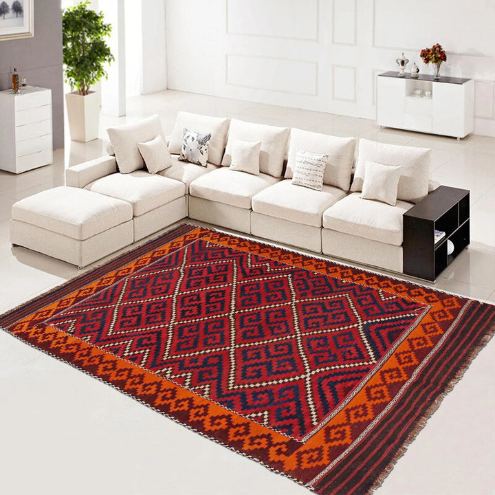 Afghan Kilim Rug 5' 9" x 9' 8" Flat-Weave | No. AL82423