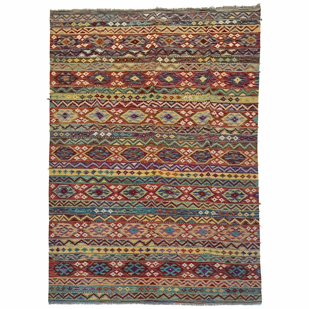 Afghan Kilim Rug 7' 11" x 11' 3" Flat-Weave | No. AL82450