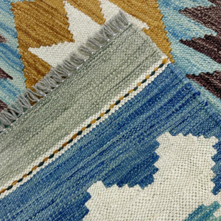 Afghan Vegetable Kilim Rug 2' 10" x 3' 11" Flat-Weave | No. AL824543