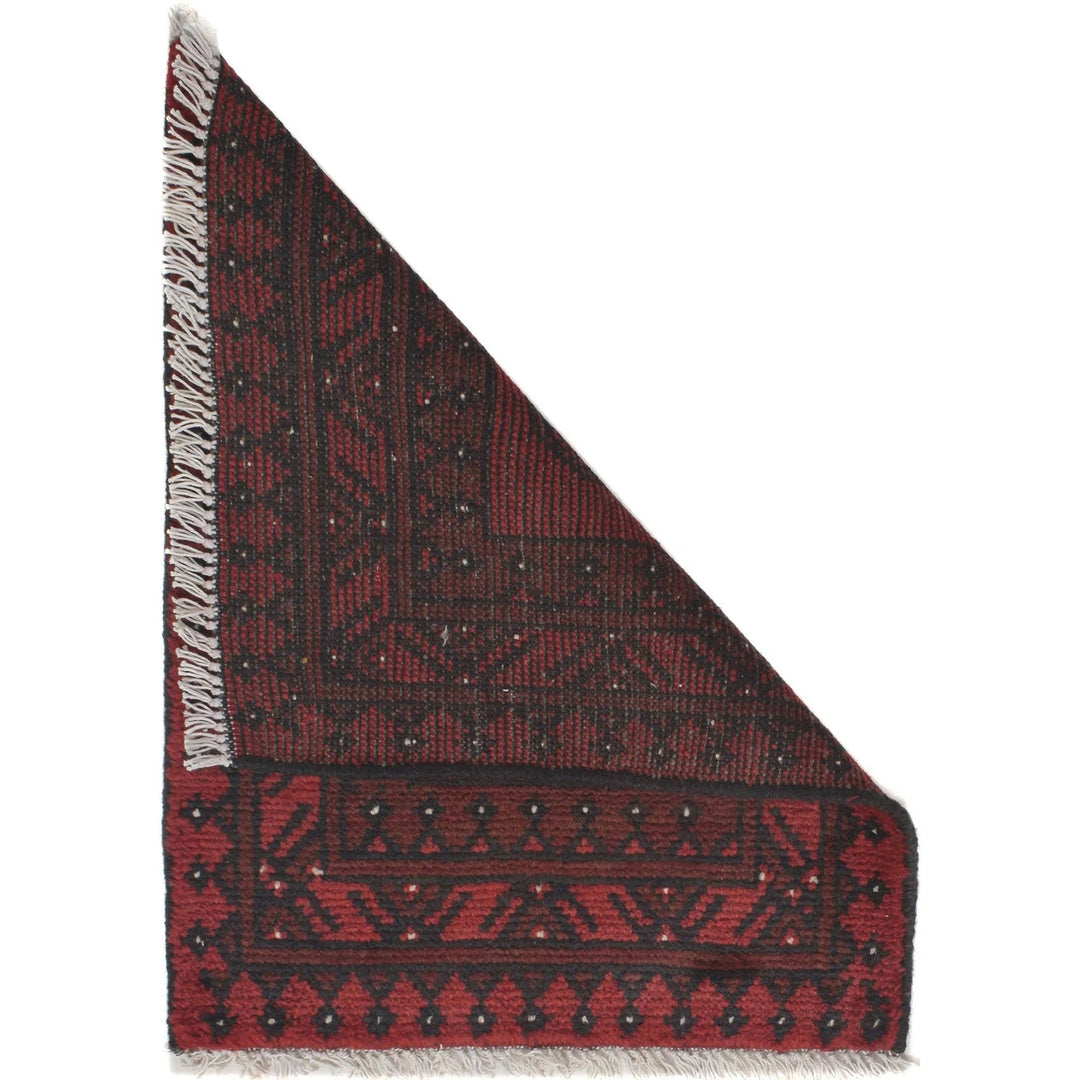 Red Afghan Oriental Rug 1' 7" x 2' 2" Hand-Knotted | No. AL82468