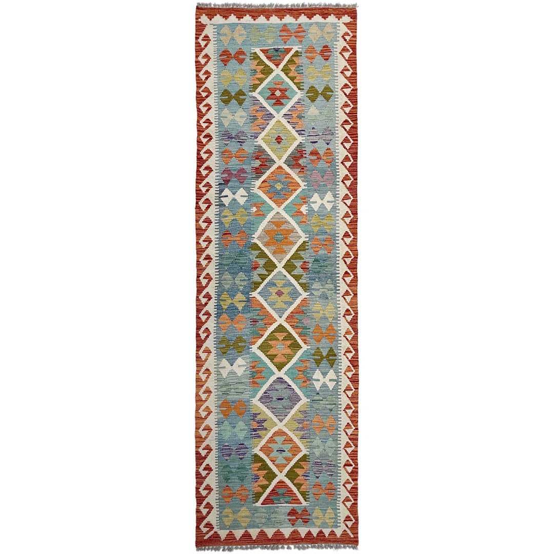 Afghan Vegetable Kilim Rug 2' 9" x 9' 8" Flat-Weave | No. AL825033