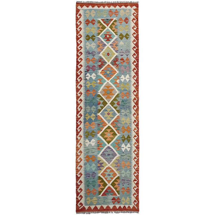 Afghan Vegetable Kilim Rug 2' 9" x 9' 8" Flat-Weave | No. AL825033