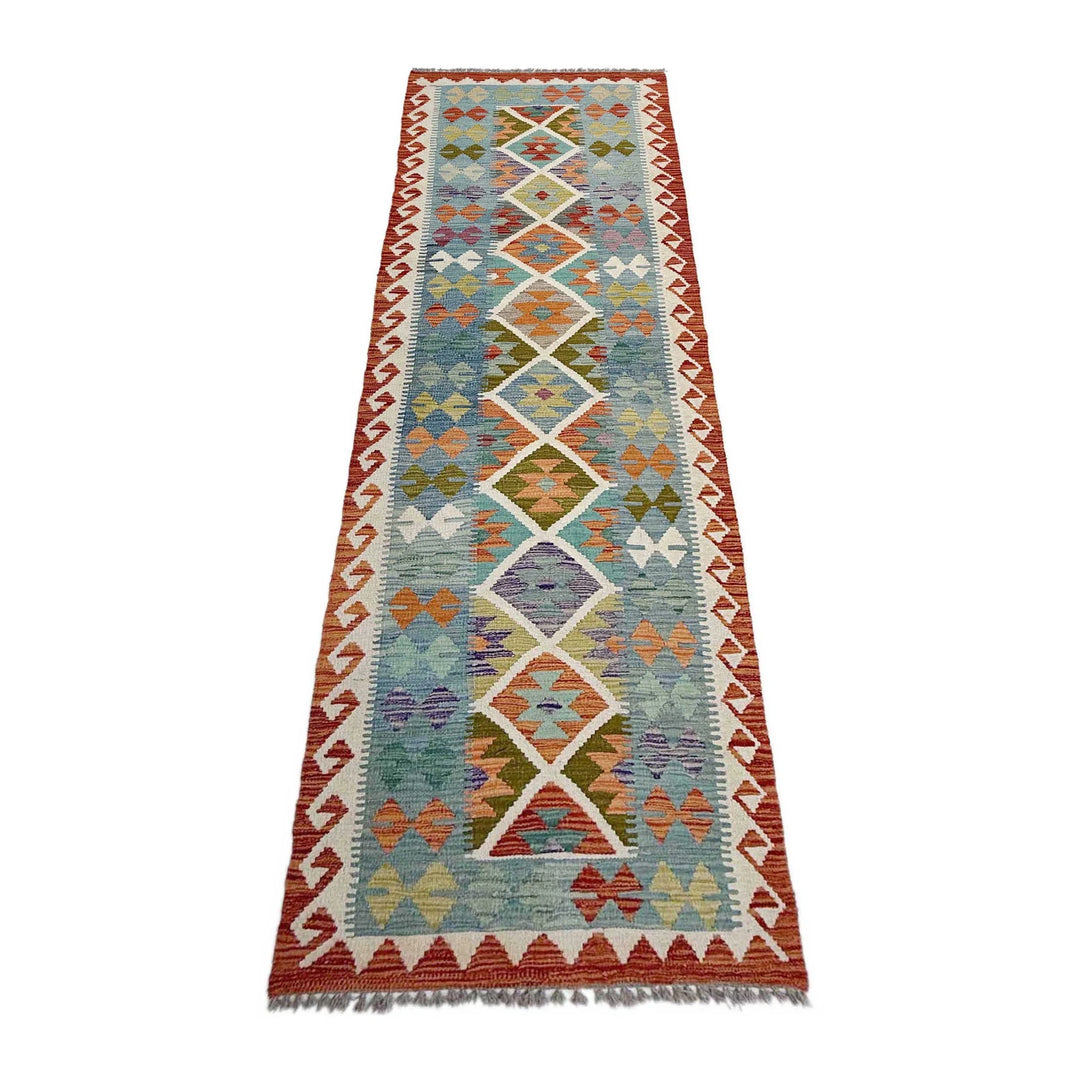 Afghan Vegetable Kilim Rug 2' 9" x 9' 8" Flat-Weave | No. AL825033