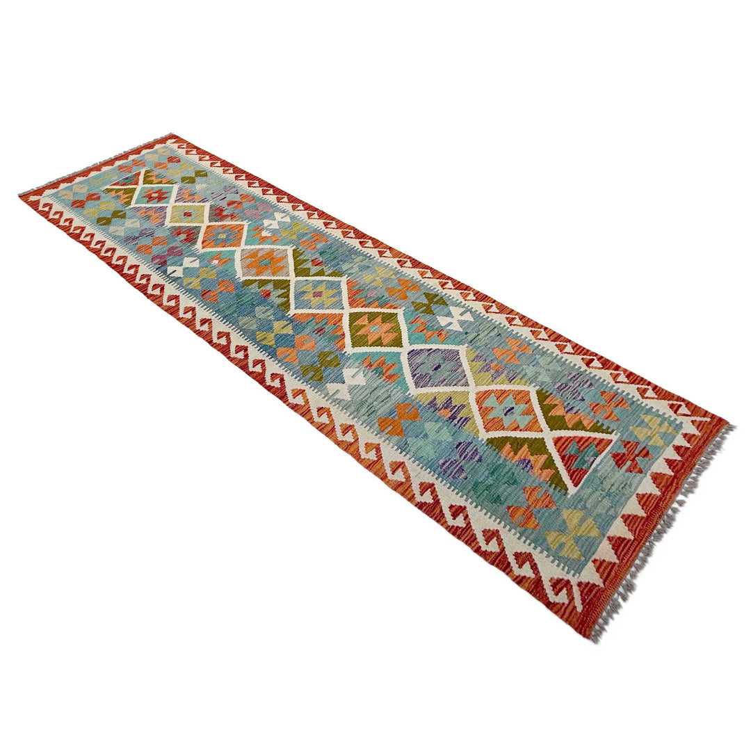 Afghan Vegetable Kilim Rug 2' 9" x 9' 8" Flat-Weave | No. AL825033