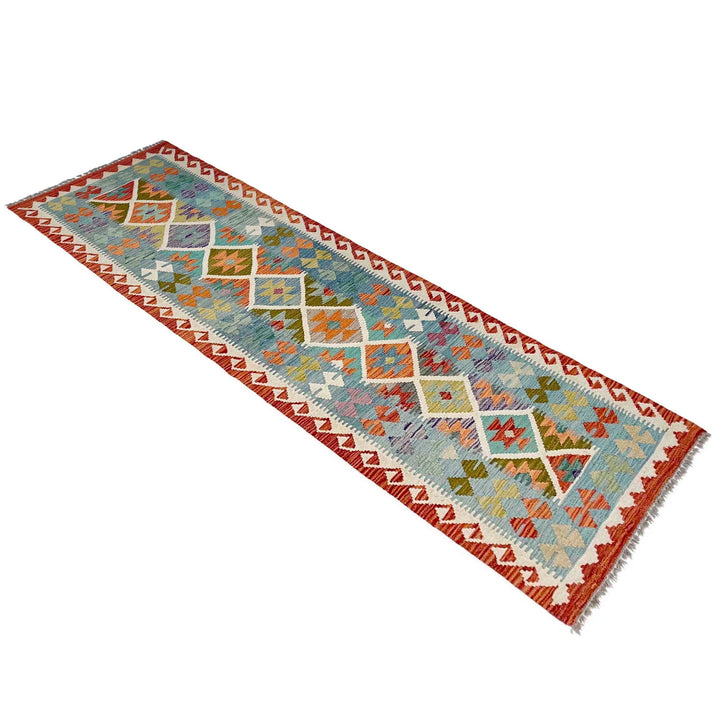 Afghan Vegetable Kilim Rug 2' 9" x 9' 8" Flat-Weave | No. AL825033