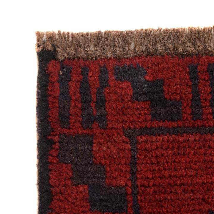 Red Afghan Baluchi Rug 2' 10" x 4' 6" Hand-Knotted | No. AL82536
