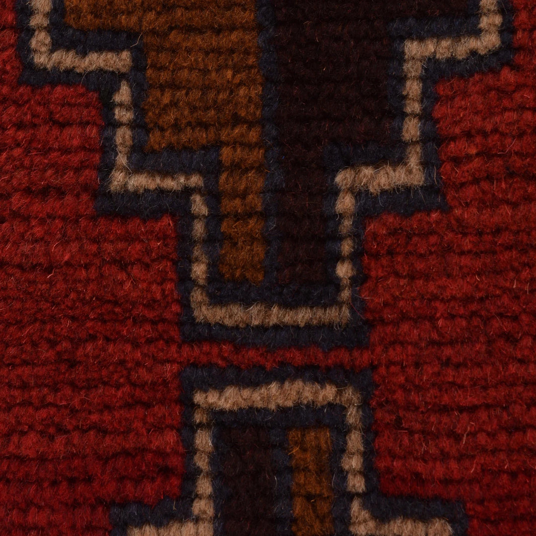 Red Afghan Baluchi Rug 2' 10" x 4' 6" Hand-Knotted | No. AL82536