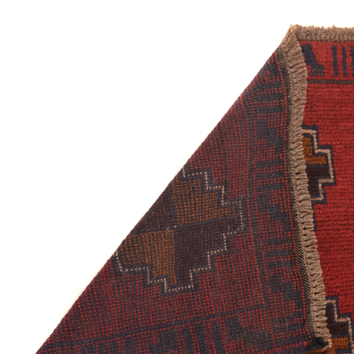 Red Afghan Baluchi Rug 2' 10" x 4' 6" Hand-Knotted | No. AL82536