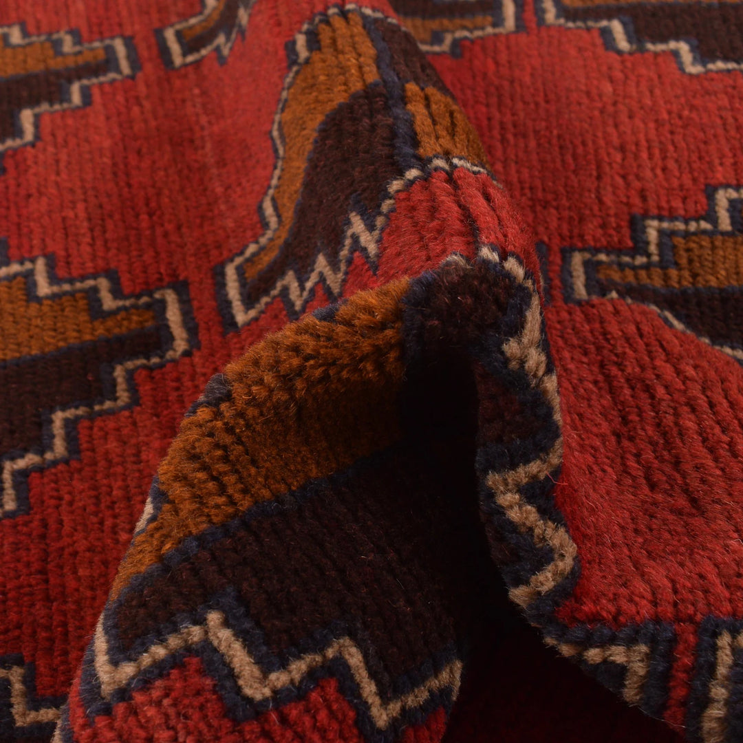 Red Afghan Baluchi Rug 2' 10" x 4' 6" Hand-Knotted | No. AL82536