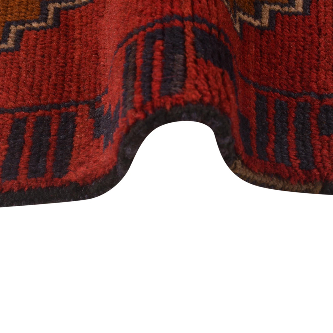 Red Afghan Baluchi Rug 2' 10" x 4' 6" Hand-Knotted | No. AL82536