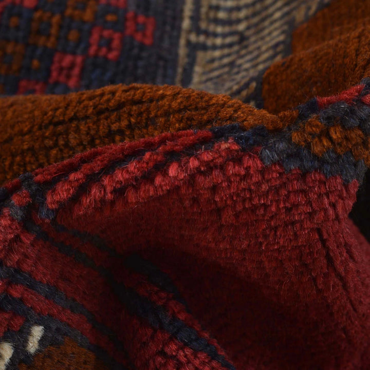Red Afghan Baluchi Rug 2' 11" x 4' 7" Hand-Knotted | No. AL82552