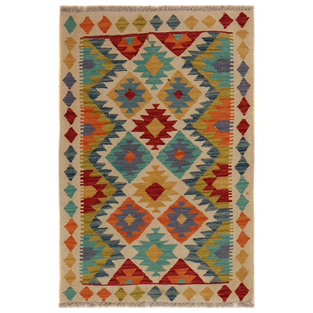 Afghan Kilim Rug 2' 7" x 3' 10" Flat-Weave | No. AL82580