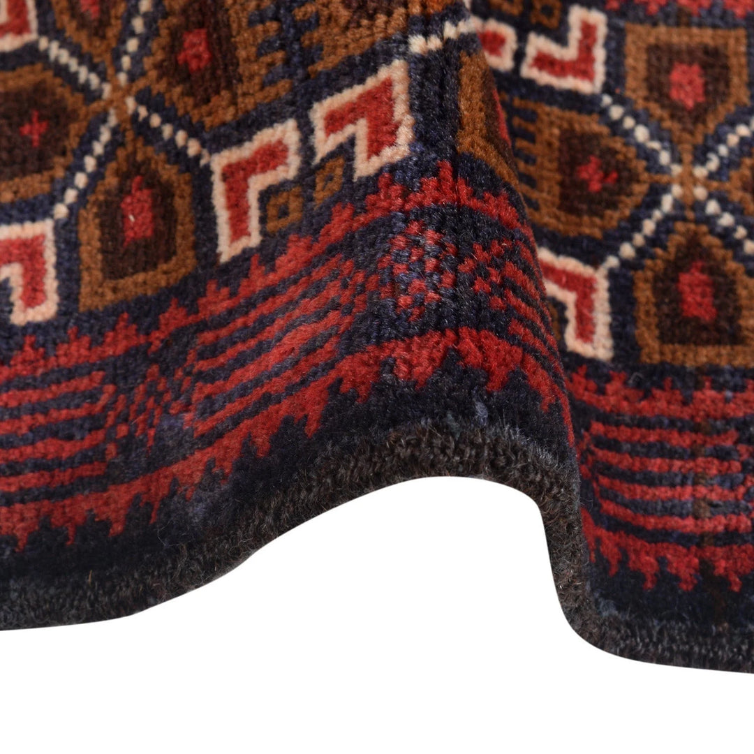 Red Afghan Baluchi Rug 3' 7" x 6' 7" Hand-Knotted | No. AL82607
