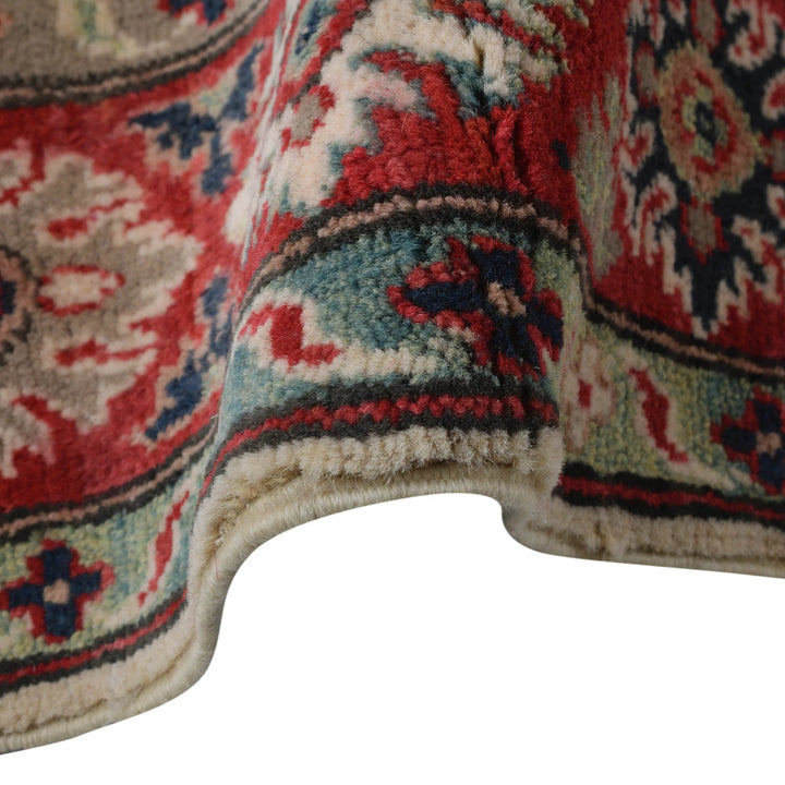 Beige Afghan Kazak Rug 5' 0" x 6' 7" Hand-Knotted | No. AL82660