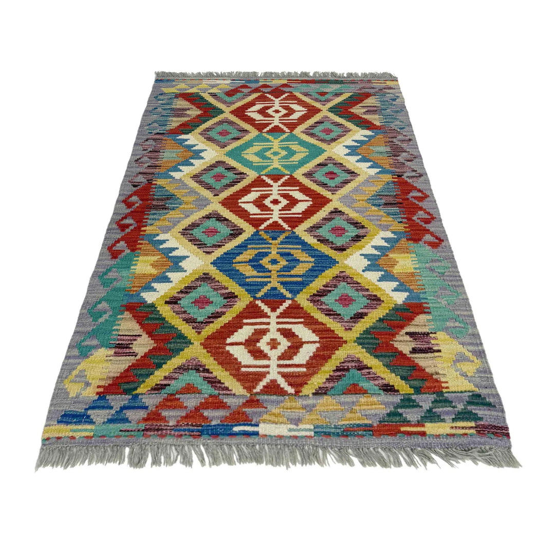 Afghan Vegetable Kilim Rug 2' 6" x 4' 2" Flat-Weave | No. AL828055