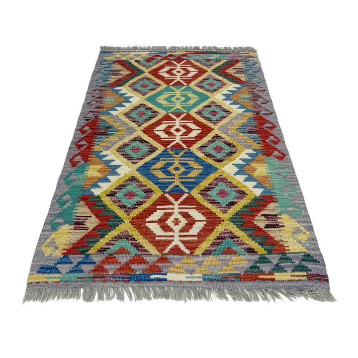 Afghan Vegetable Kilim Rug 2' 6" x 4' 2" Flat-Weave | No. AL828055