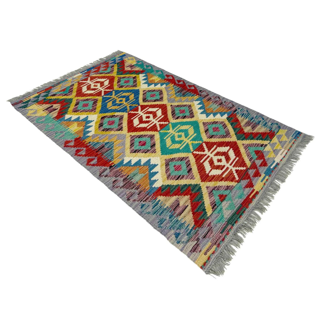 Afghan Vegetable Kilim Rug 2' 6" x 4' 2" Flat-Weave | No. AL828055