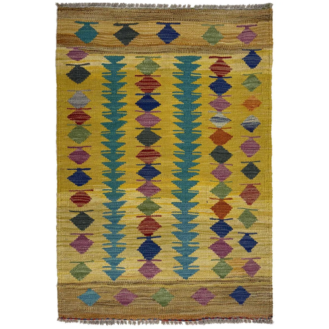 Afghan Kilim Rug 2' 1" x 3' 3" Flat-Weave | No. AL82817