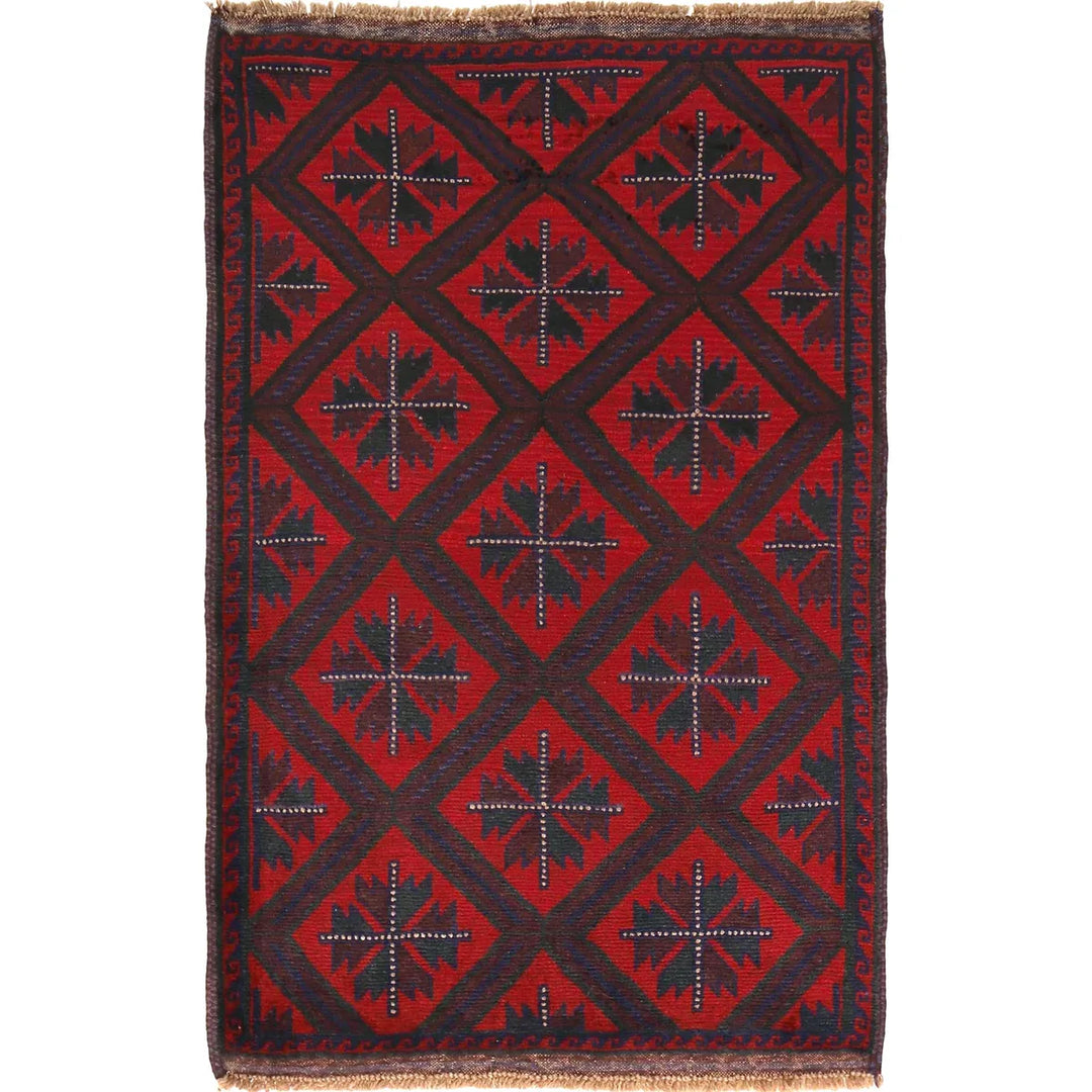 Afghan Baluchi Rug 3' 3" x 4' 9" Hand-Knotted | No. AL82880