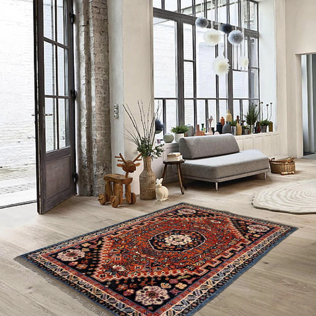 Red Afghan Oriental Rug 3' 1" x 4' 9" Hand-Knotted | No. AL82925