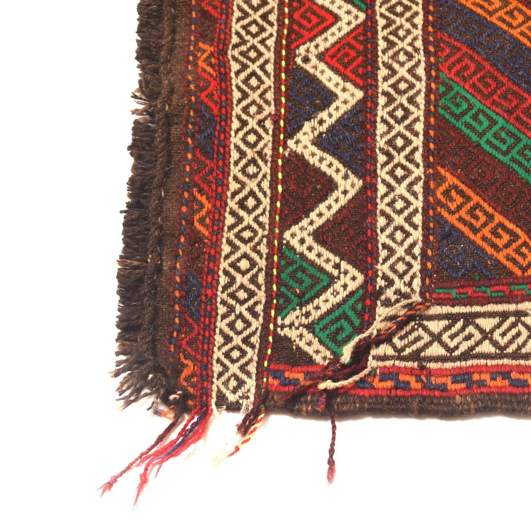 Afghan Suzuni Geometric Runner 2' 1" x 6' 10" Flat-Weave | No. AL82971